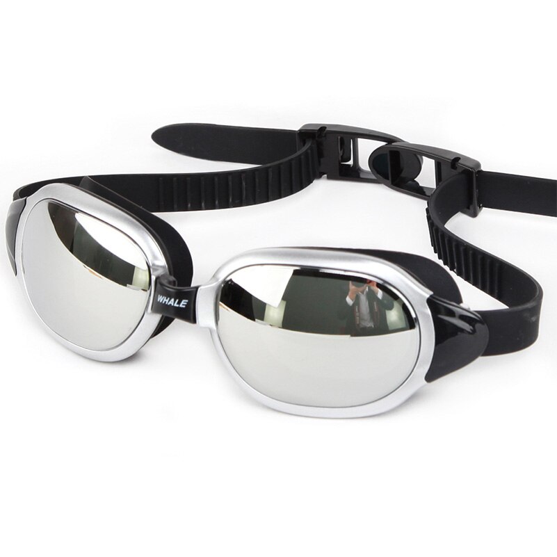 Whale Waterproof Silicone Swimming Glasses Anti-Fog UV плавательные очки Swimming Goggles Eyewear: silver