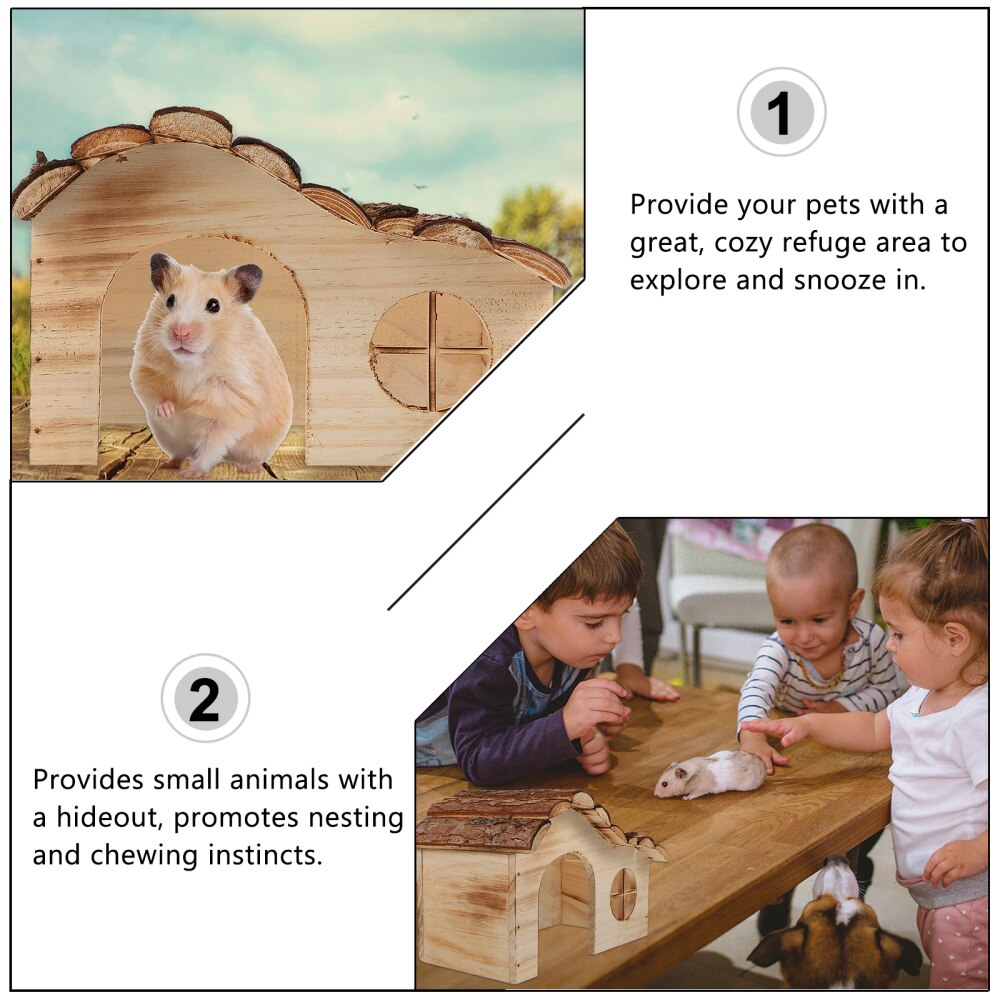 Small Animal Wood House for Hamster Gerbil Sugar Glider Hedgehog Guinea
