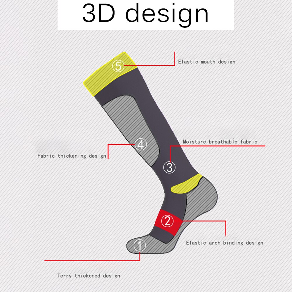 Unisex Skiën Sokken Sport Sokken Compressie Dikkere Sokken Katoenen Kousen Outdoor Fietsen Sneldrogende Ademende Sokken