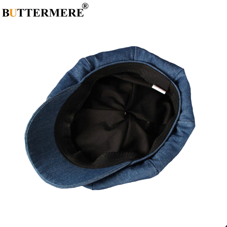 BUTTERMERE Men Denim Newsboy Caps Female Spring Vintage Painters Hat Octagonal Driving Casual Gatsby Cotton Ivy Cap And Hats