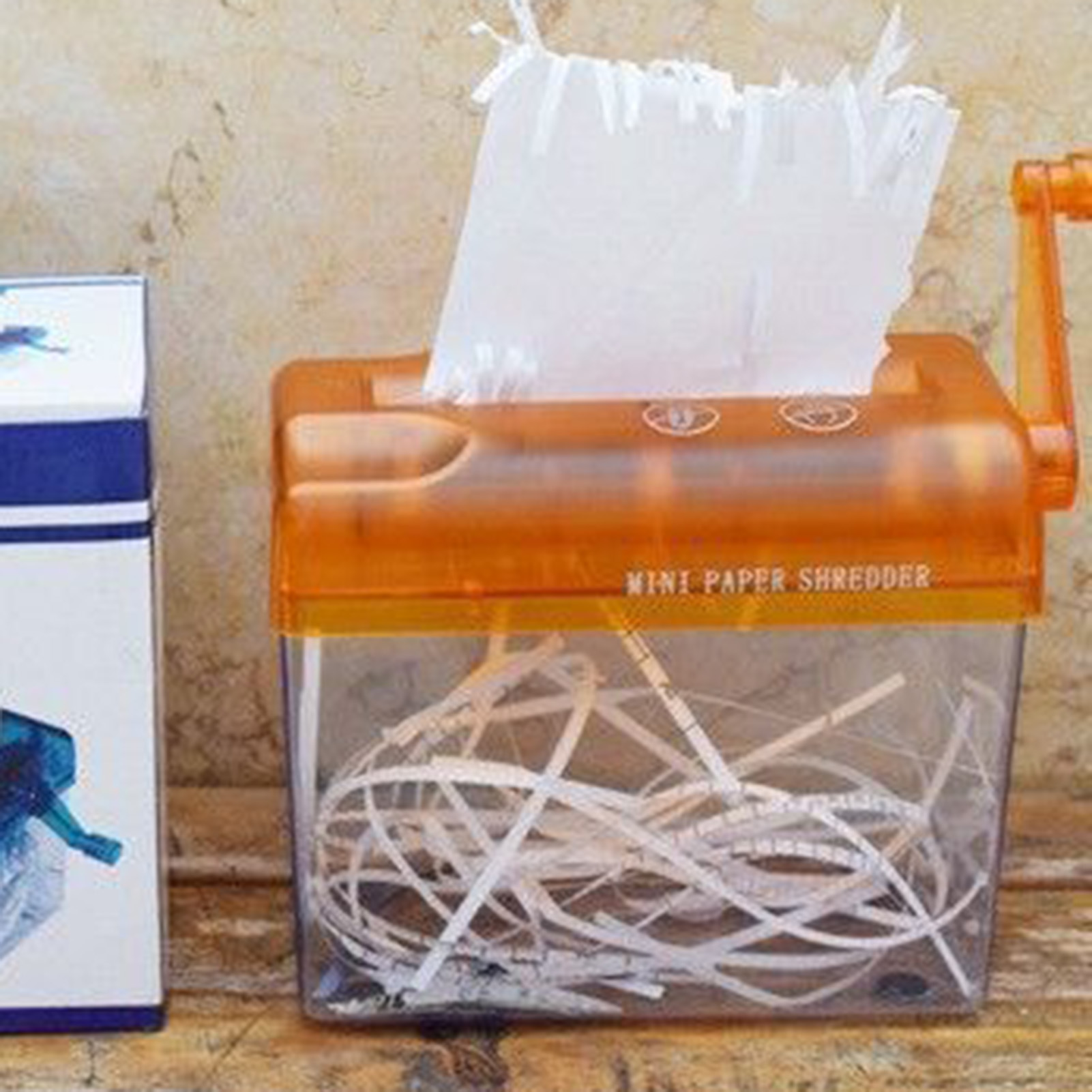 Tragbarer manueller Aktenvernichter, effiziente Leistung, praktisches , Schreibwaren, geeignet für Schulrechnungen, Quittungen: Orange