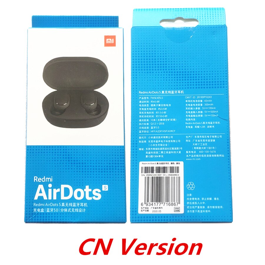 Original Xiaomi Redmi Airdots S TWS Bluetooth 5,0 Drahtlose Kopfhörer Stereo bass Ohrhörer Sport Headset Für IOS Android Telefon: CN version A