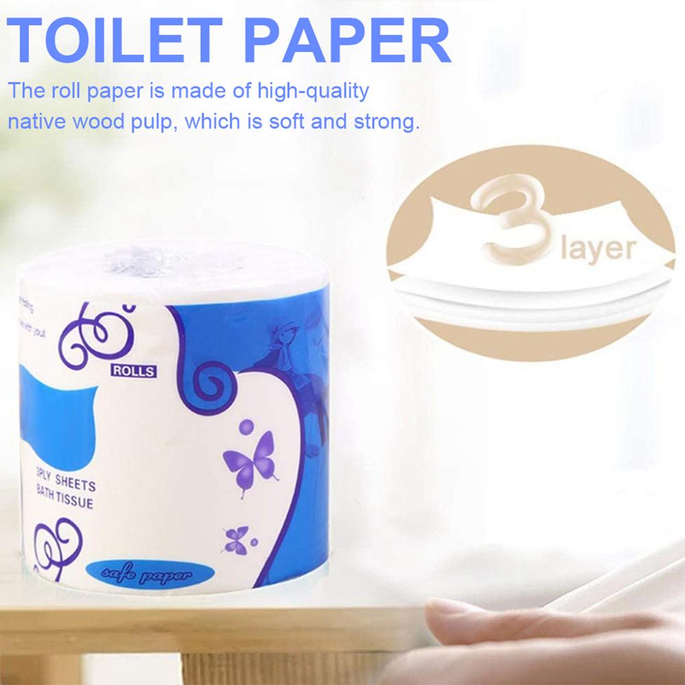 10 Rolls Toilet Paper 3-Layer Bathroom Kitchen Household Living Room Tissue Party Supplies Disposable Practical Toilet Paper