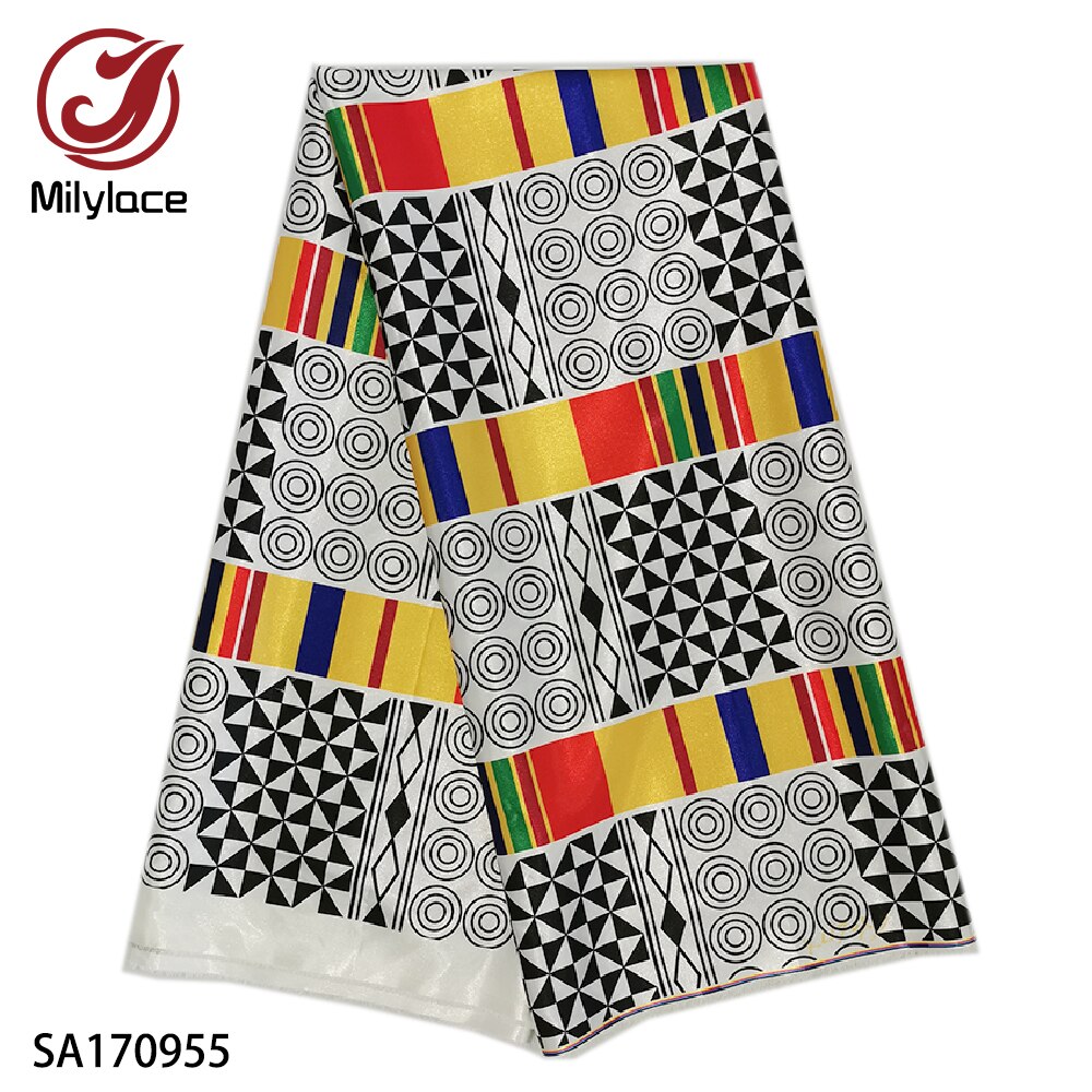 africain impression satin tissu 5 yards Ankara impression numérique satin tissu brillant tissu lisse pour vêtements SA170953-60