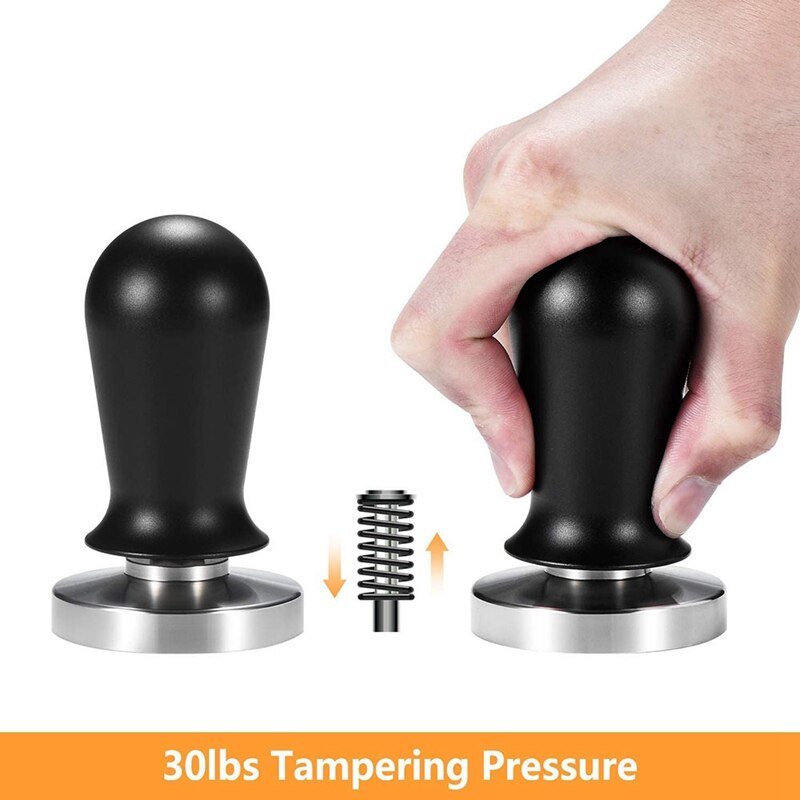 58mm kalibreret tryk espresso tamper værktøj barista espresso maskine tamper flad base 30 lbs presse rustfrit stål