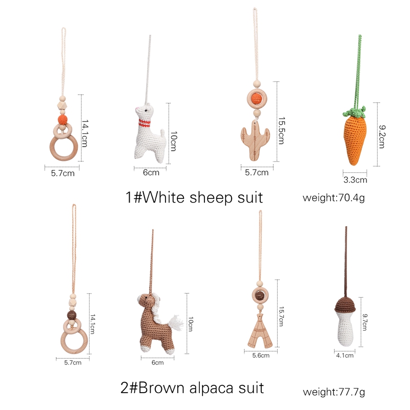 Baby Gym Hout Haak Cartoon Dier Alpaca Beukenhout Kinderziektes Speelgoed Play Gym Set Kraamcadeau Speelgoed Voor Pasgeboren