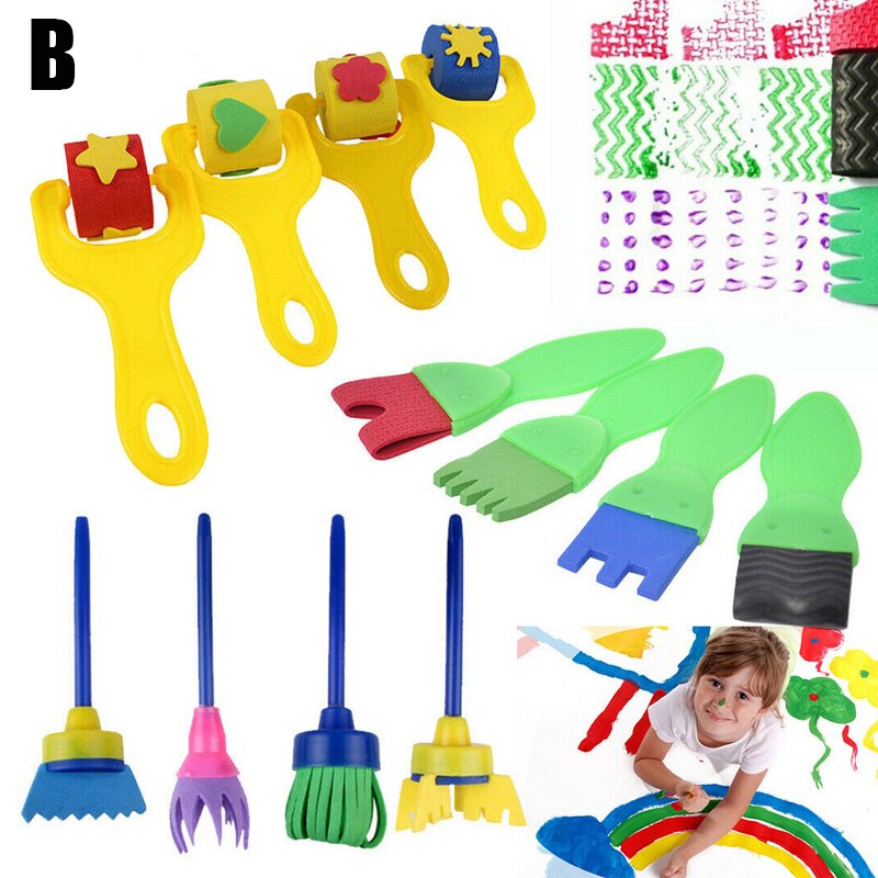 12 pieces / set of children DIY doodle sponge painting tools graffiti art supplies puzzle painting tools Christmas