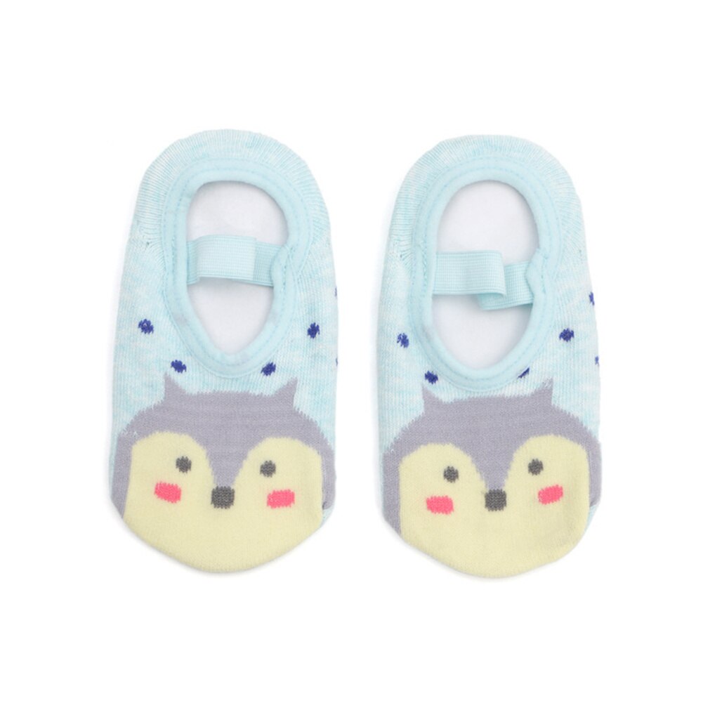 Chaussettes de sol tricotées pour enfants de 0 à 4 ans, nouvelles chaussettes chaudes en caoutchouc pour bébés, chaussures de dessin animé, antidérapantes: Raccoon / 3-5T