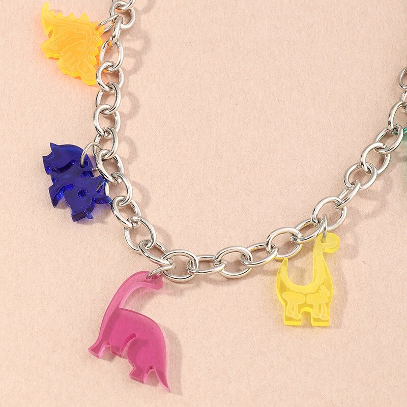Søde dyr dinosaur akryl charms vedhæng halskæde smykker til kvinder piger fest fødselsdag kraveben kæde halskæde smykker