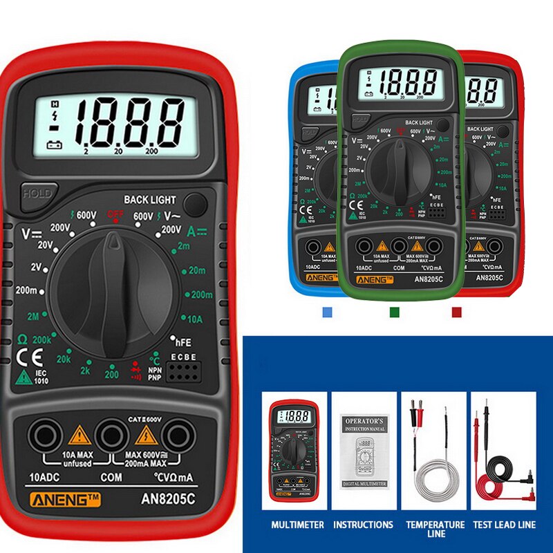 Digital Multimeter /DC Ammeter Tester Meter Multimetro With Thermocouple LCD Portable Multimeter