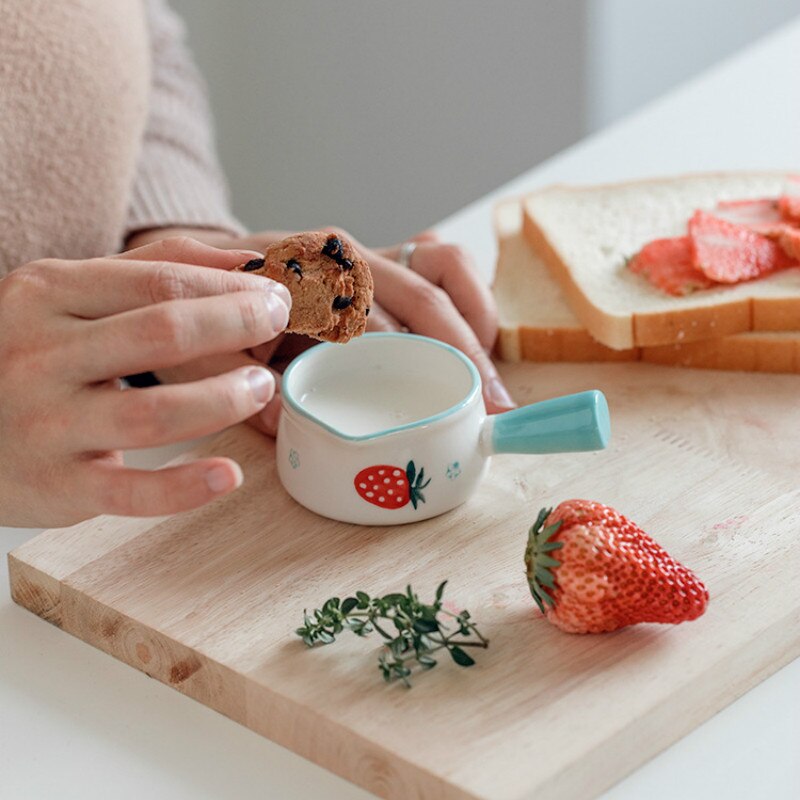 Aardbei Melk Cup Creatieve Handgeschilderde Melk Kan Mini Melk Pot Met Handvat