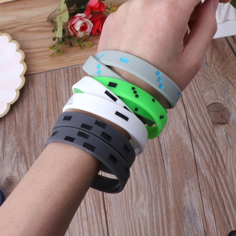 8 unids/set mixto pixelada minero elaboración estilo pulseras de personaje pulsera de silicona