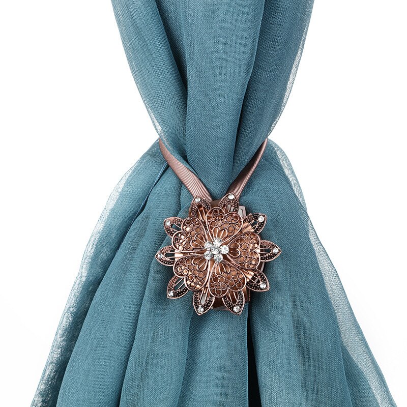 Magnetic Curtain Buckle Flower Decor Window Screening Tieback Clip Retractable Metal Strap Curtains Holder Accessories