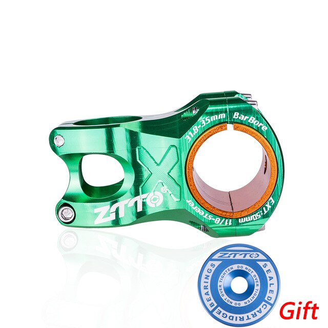 ZTTO Mountain Bike 50mm Stem CNC 35mm 31.8mm Handlebar Bicycle ultralight 0 ° Rise DH AM Stem Enduro 28.6mm bike steering wheel: 50mm green