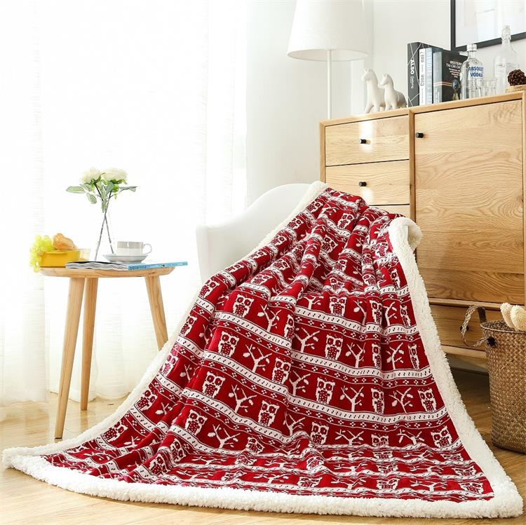 120 x 180cm rådjuruggla filt vinter tjock viktad sherpa stickning baby filt barn filt soffa slängfilt småbarn täcke: Röd uggla