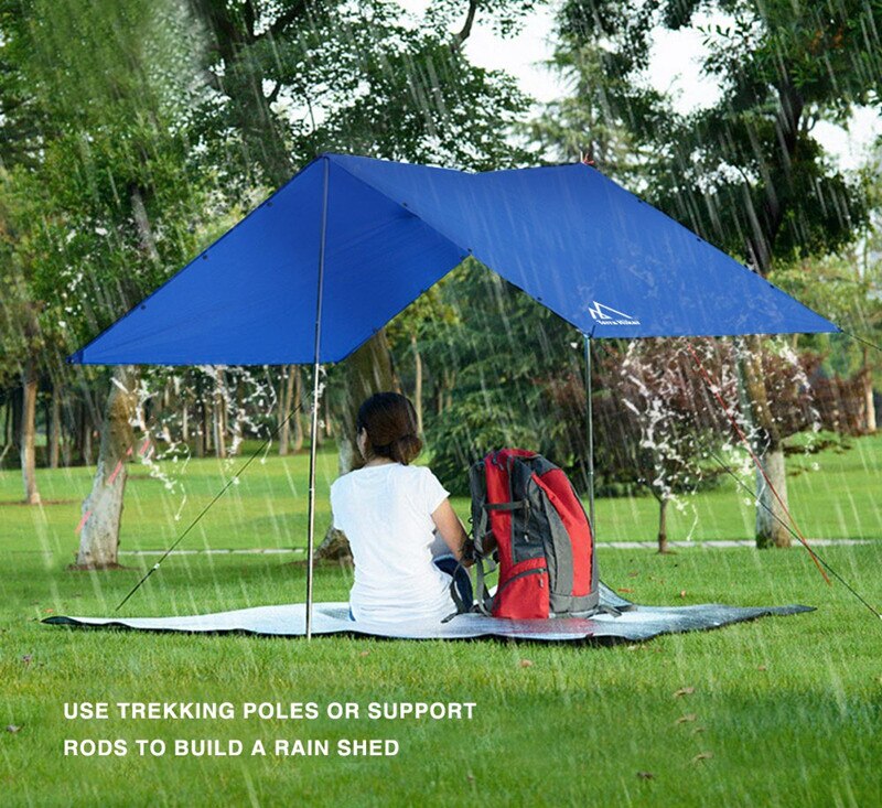 3 In 1 Poncho Rain Cover Rain Coat Hood Hiking Cycling Rain Cover Poncho Waterproof Tent Outdoor Camping Tent Mat Awning Shelter