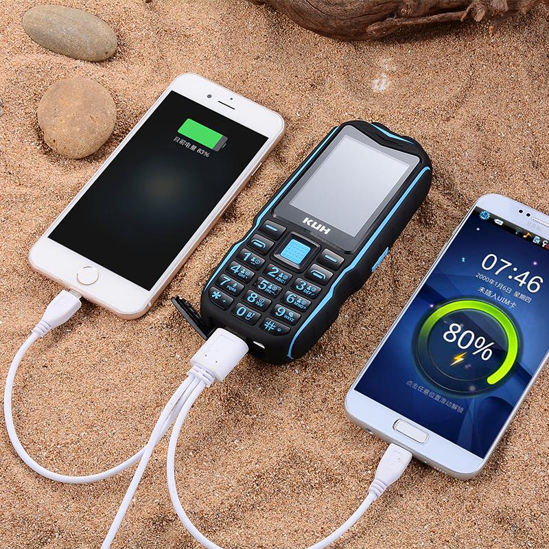 Robuuste mobiele telefoon kuh  t3 lange standby powerbank trilfunctie bluetooth dubbele zaklamp schokbestendig dubbele simkaart luidspreker