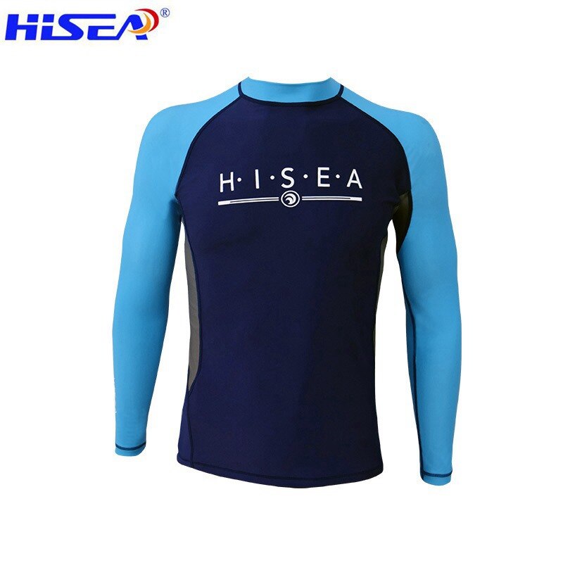 Hisea-traje de baño de manga larga para hombre, ropa de prevención a picadoras de medusas, camiseta de secado rápido para Surf UV, protector solar, playa, buceo: T-shirt S094 / S