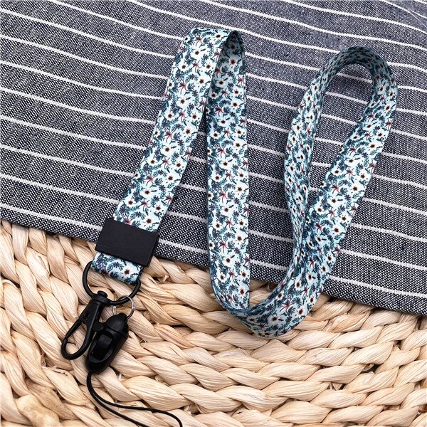 10Pcs/Lot Summer Flower Print Phone Lanyard Straps For Camera Mobile Phone ID Card Long Hanging Rope String Keychain Neck Strap: 011