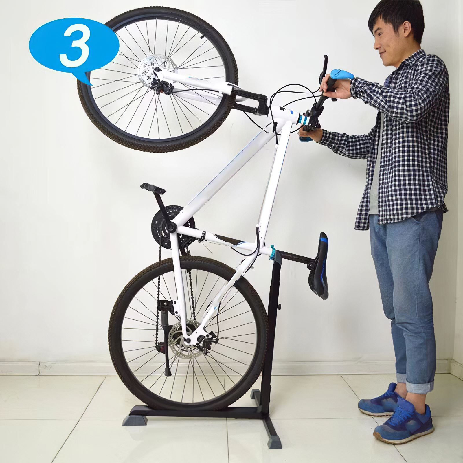 Rubber Bike Work Stand Bicycle Repair Tools Fold Bike Rack Holder Storage Adjustable Height Firm And Stable