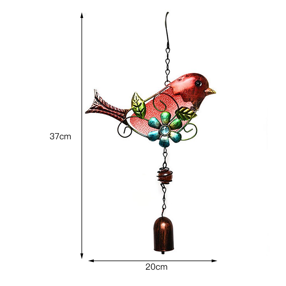 Retro vitral pássaro vento sinos de metal interior ao ar livre suncatcher campainha para janela escritório em casa pátio gramado ornamentos