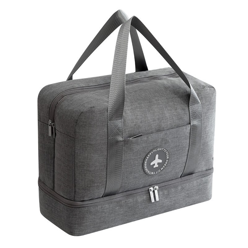 Travel bag dry wet separation beach waterproof fitness Packing Large Capacity Travel Duffle Clothing Pouch Handbag Storage Bag: gray