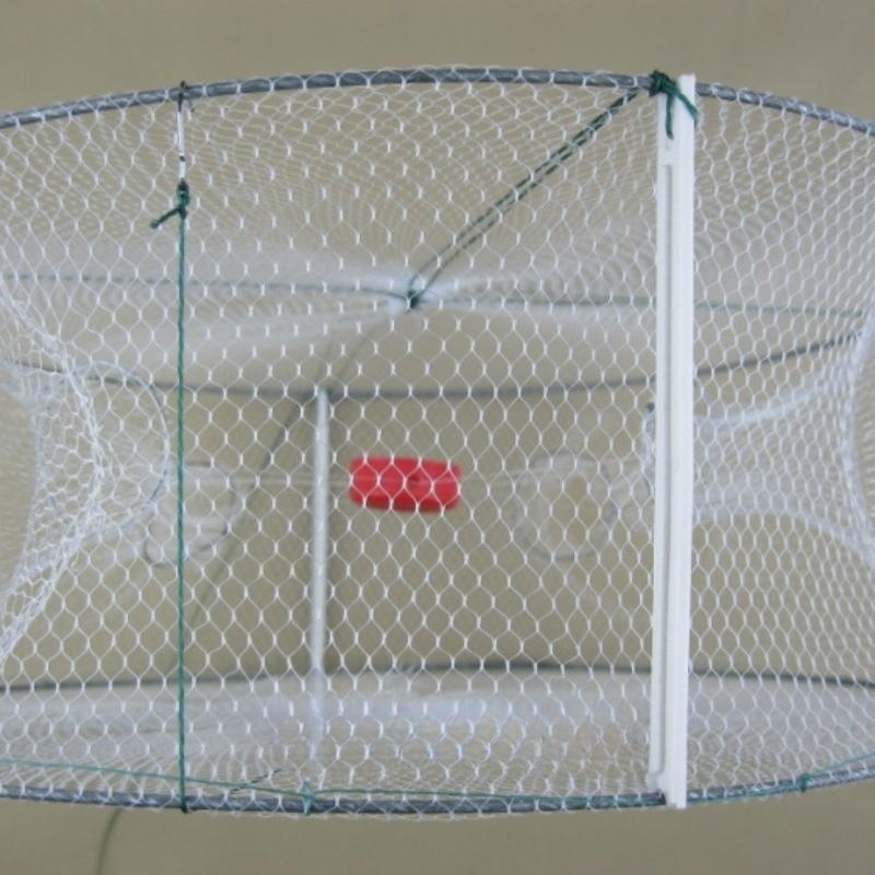 1 Uds. Trampa de red plegable para pesca de camarones, peces, cangrejos, 4 agujeros, cangrejos, langosta, rejilla fundida, jaula de inmersión 33*12cm