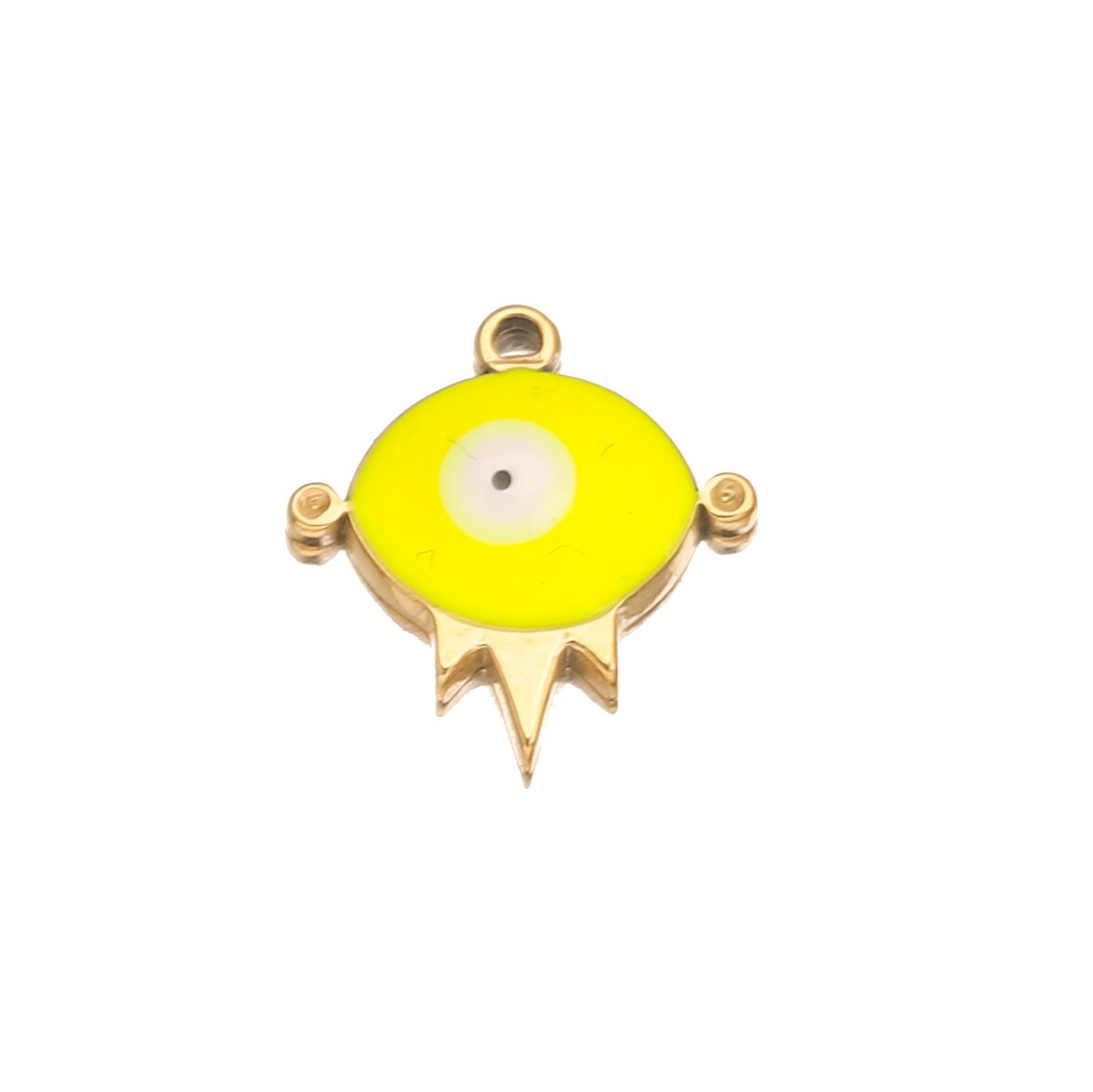 5pcs Stainless Steel Enamel Turkey Eye Medal Charm Pendants for Women Necklace Bracelet Making DIY Jewelry Charms Findings: Yellow A