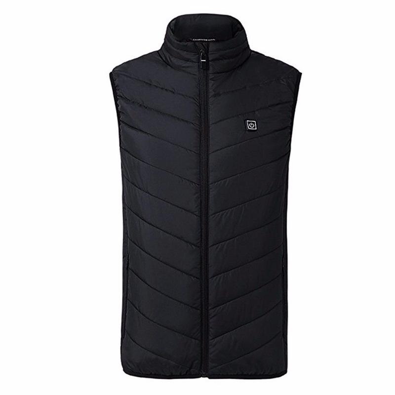 Elektrisk vest opvarmet jakke usb termisk varm opvarmet pude vinter kropsvarmer udendørs rejsejakke usb genopladelig varmepude: Sort / 4xl