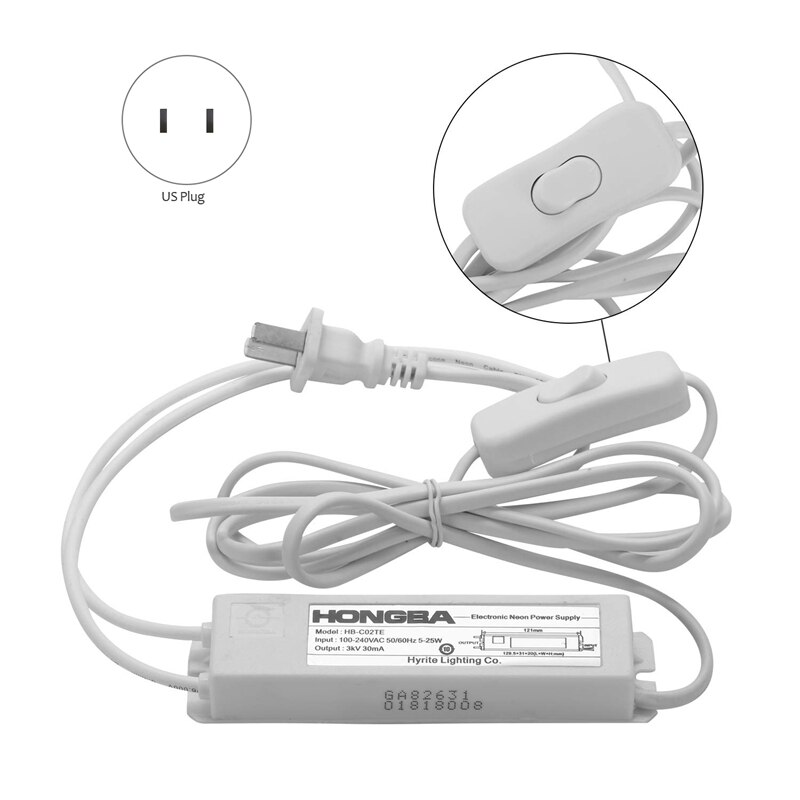 SHGO -HB-C02TE 3KV Power Supply for Glass Neon Sign Light Electronic Neon Signs Lights Transformer US Plug