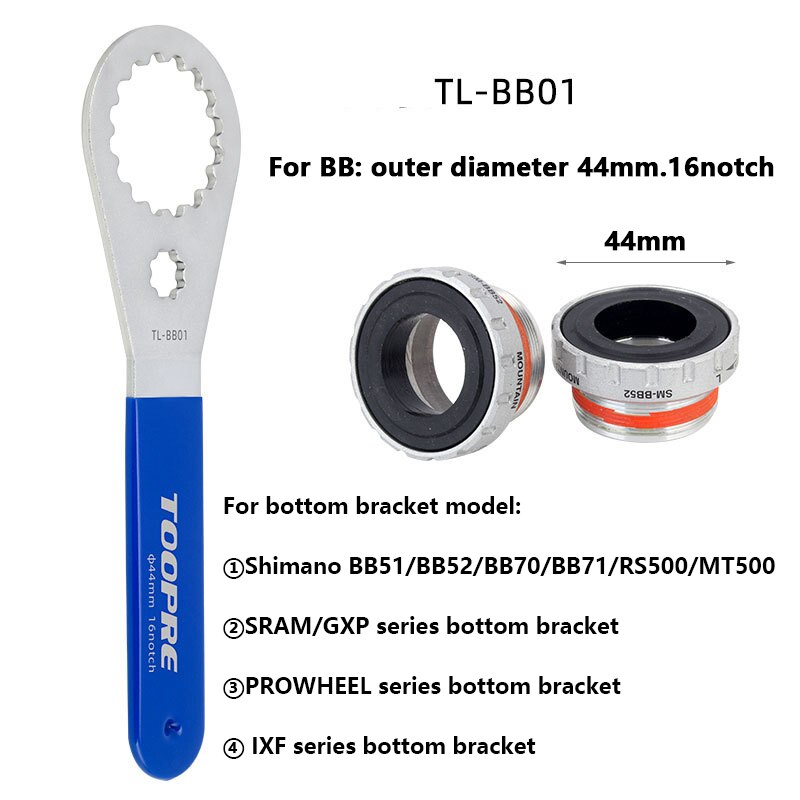 Llave de soporte inferior para bicicleta de montaña/carretera, herramienta de instalación y extracción de pedalier BB, adecuada para Shimano/SRAM/IXF/DUB/BSA30