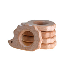 1 Pcs Hedgehog Houten Bijtring Verlichten Tanden Pijn Cartoon Animal Shape Baby Chewable Beukenhout Bijtring