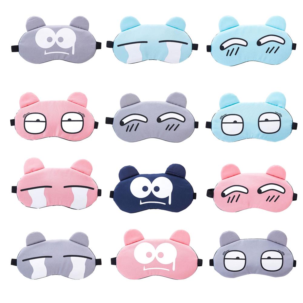 1pc Cute Cartoon Expression Eye Mask Soft Funny Sleeping Mask Cover Travel Relax Eye Band Eyepatch Aid Kids Protective Blindfold
