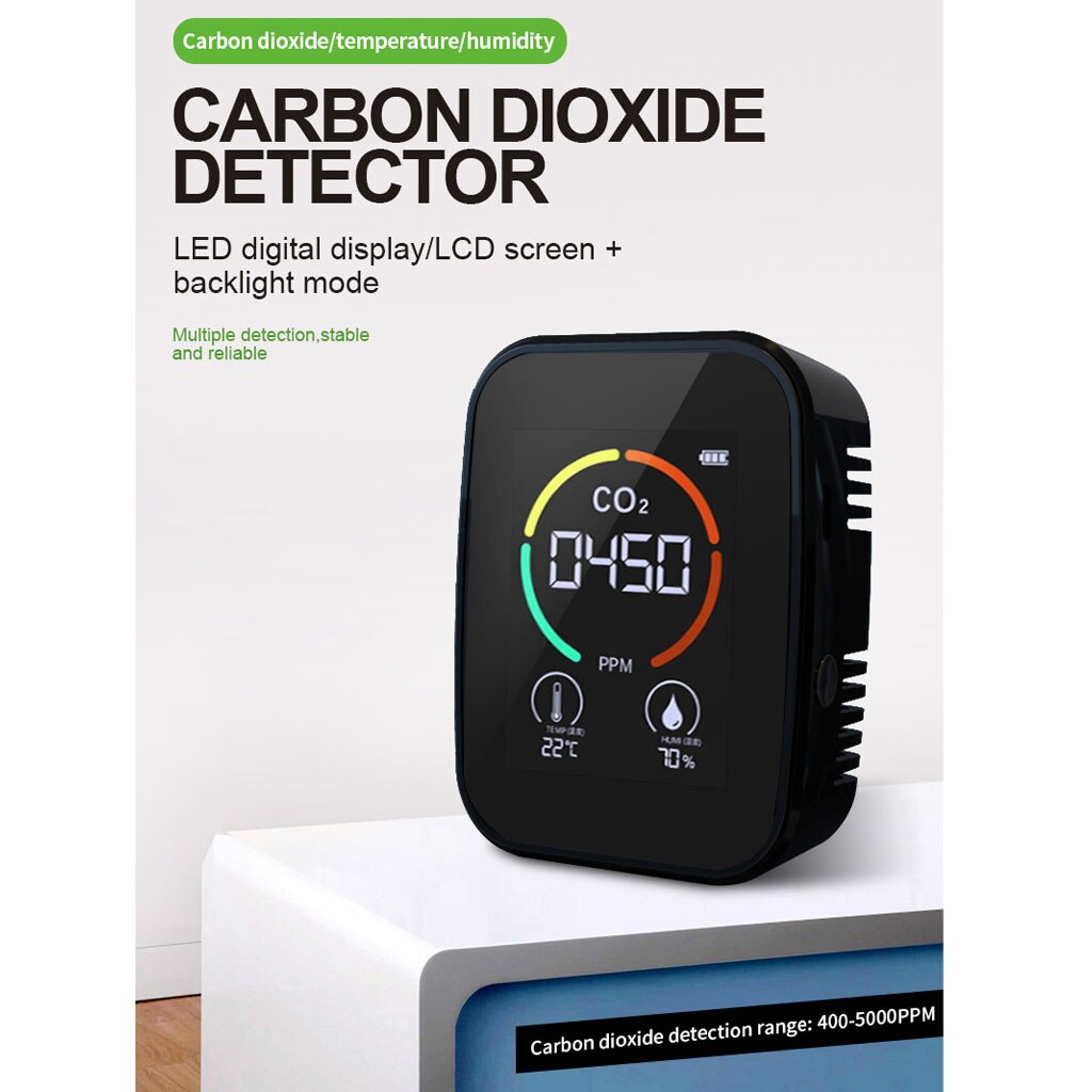 Multifunctional 5 in1 CO2 Meter Digital Temperature Humidity Sensor Tester Air Monitor Carbon Dioxide TVOC HCHO