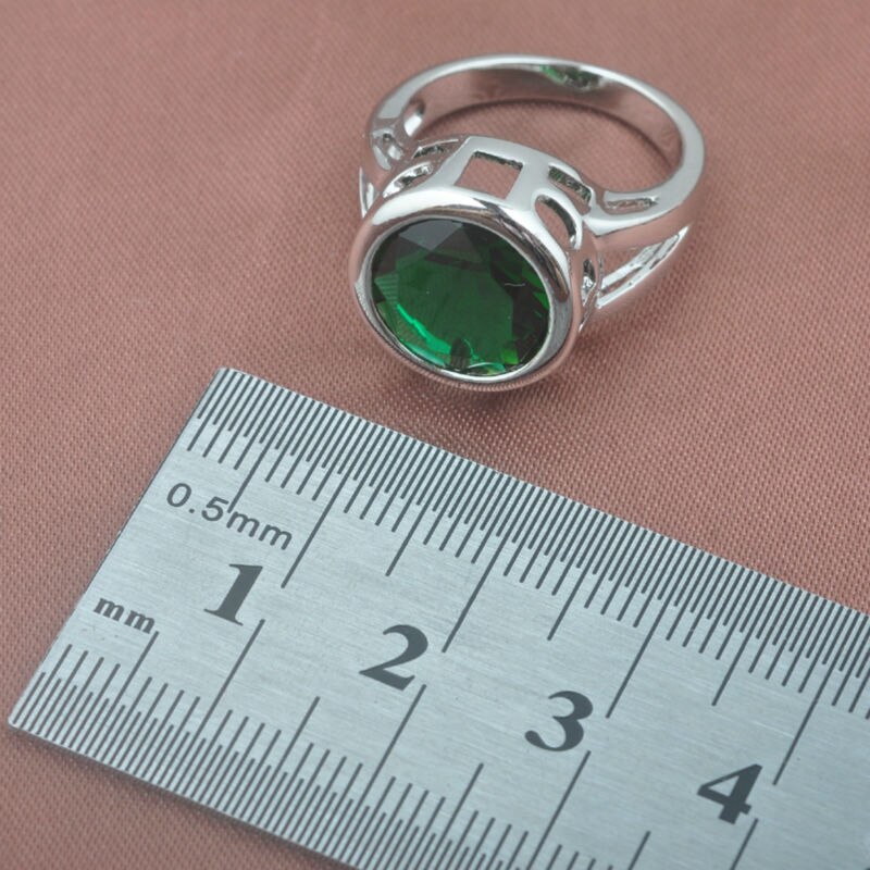 Vrouwen Bruiloft Sieraden Sets Ronde Green Zirconia Hanger Ringen Zilveren Kleur Ketting En Oorbellen Set Top Sieraden TZ0370