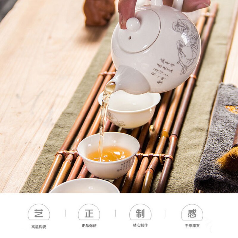 Hand-painted Teapot Ceramic Home Tea Pot Beautiful Teapot White Porcelain Upper Sleeve Tea Set Tea Set Hand-made Tea Pot Drink