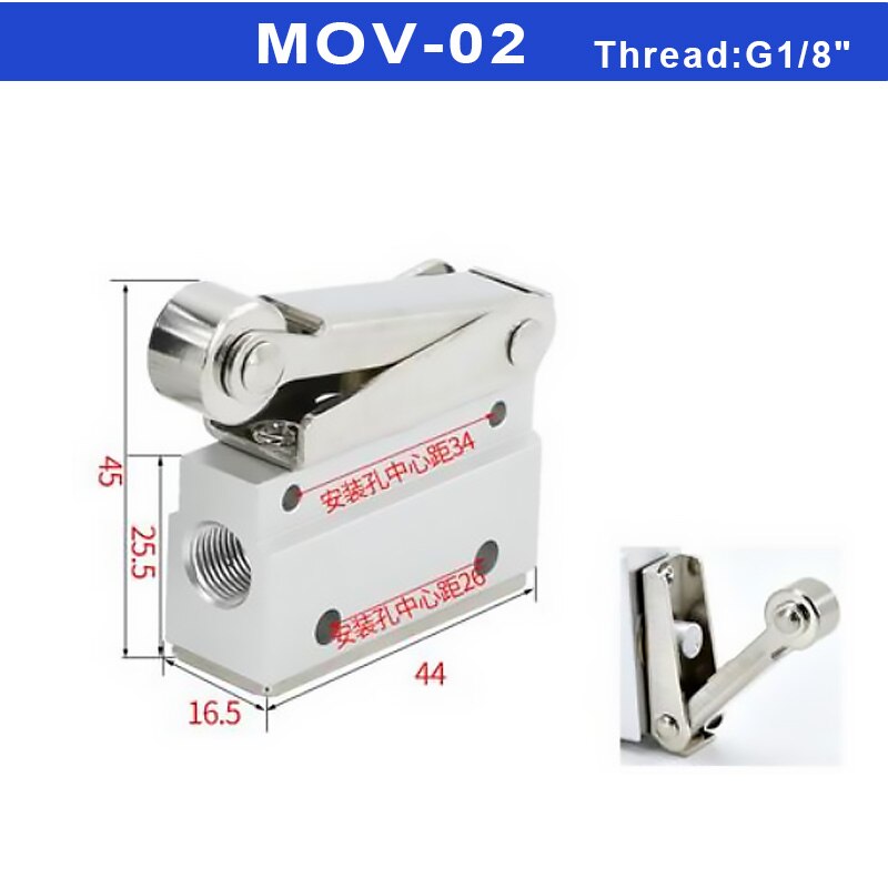 Pneumatische Mechanische Klep MOV-01 MOV-02 MOV-03 MOV-03A Handleiding Valve Air Schakelaar Regelklep Drukknop Momentary: MOV-02