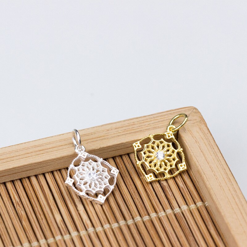 Hollow Out 100% 925 Sterling Zilver Ambachtelijke Bloem Charms 15Mm Goud Zilver Kleur Hangers Accessoires Diy Sieraden Maken Oorbellen