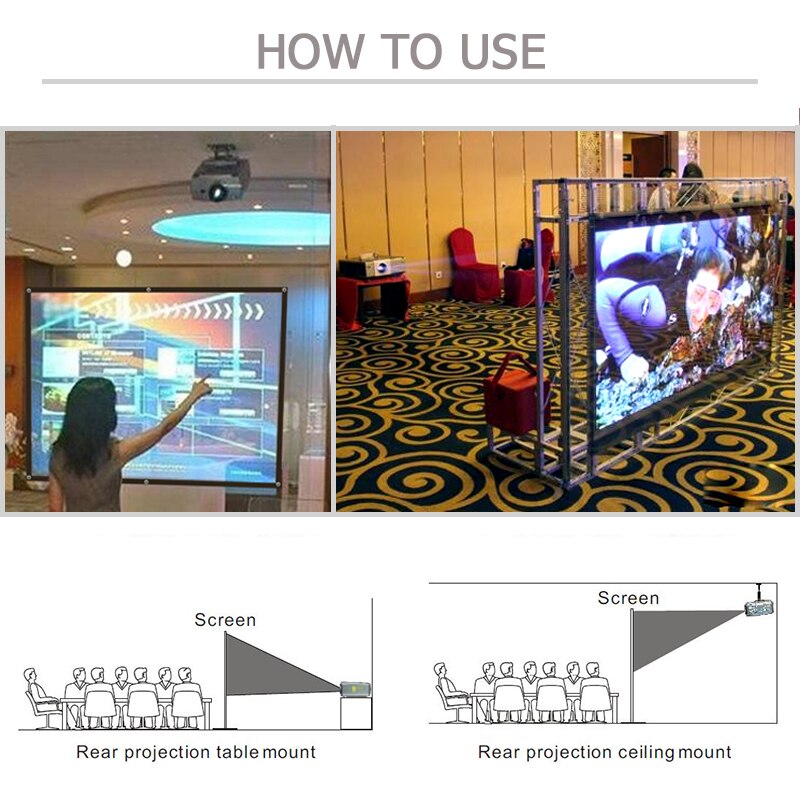 AUN 100 inch 16:9 Portable Projector Screen. White cloth material. LED Projector Home theater B100