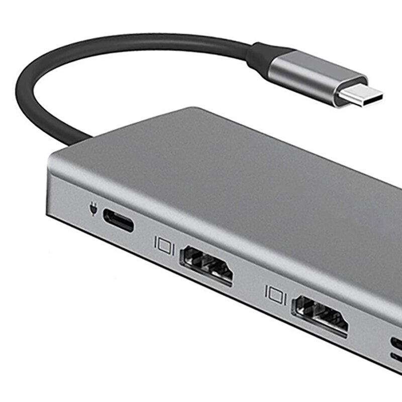 USB C Hub 12-In-1 Expansion Dock with Dual HDMI VGA USB 3.0 Type-C Port SD/TF Card Reader Display Laptop Docking Station