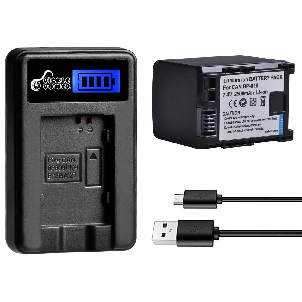 2500mAh 7.4V BP-819 BP 819 BP819 Battery for Canon BP-808 809 819 827 HF200 HF20 HG21 HG20 FS200 FS21 HFM41 HFM400 FS300 FS100.: 1 Battery 1 Charger