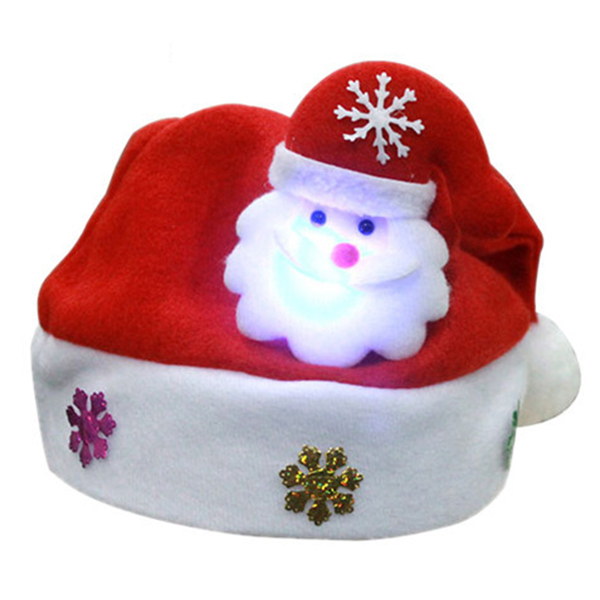Kerstman met LED verlichting kinderen hoed cap kerstmuts 30*25 cm