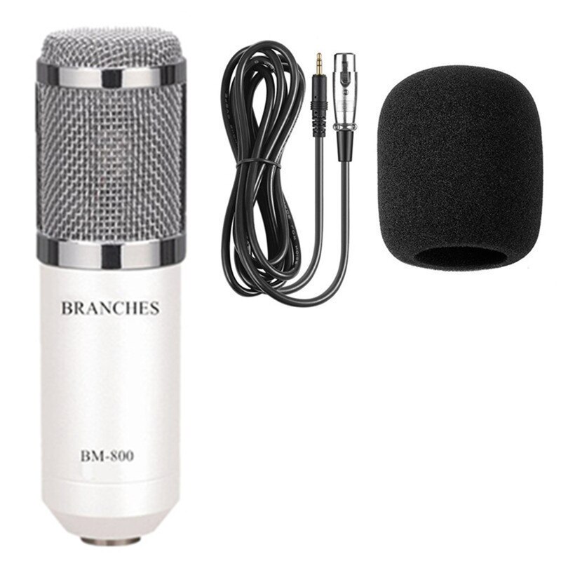 BM-800 Condenser Microphone Kit:Microphone For Computer+Shock Mount+Foam Cap+Cable As BM 800 Microphone BM800: Package2 White