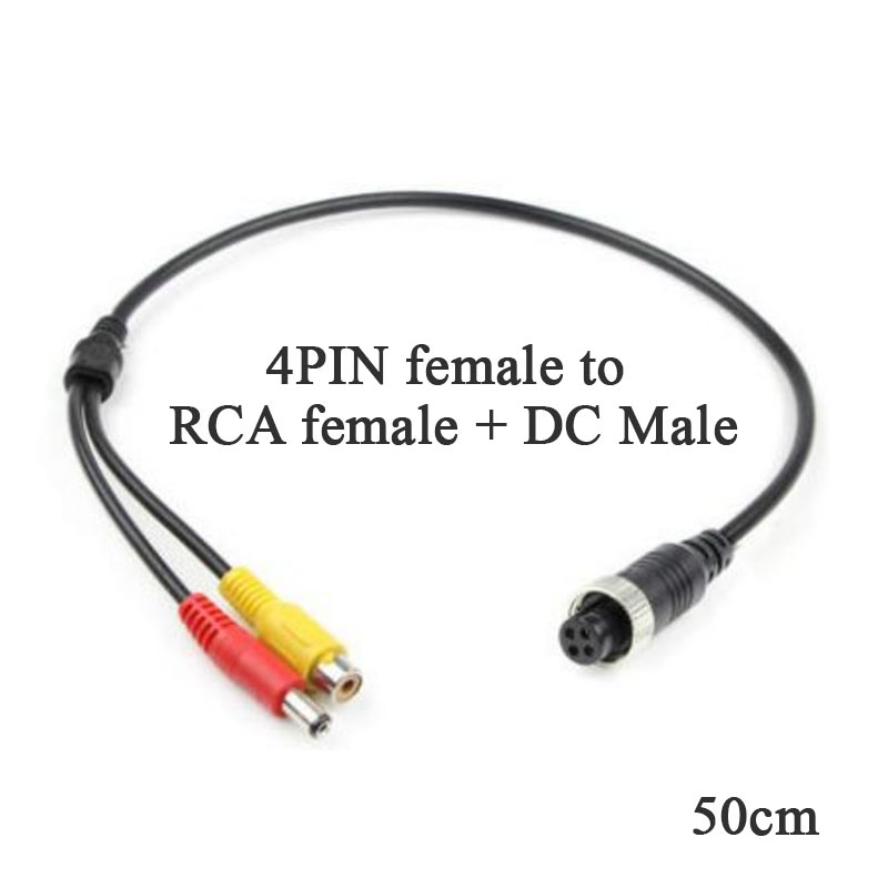 4 PIN Female to RCA Female Cable,M12 4PIN Shockproof Waterproof to RCA Video +DC Connector Adapter Wire,for CCTV 50 cm: 2