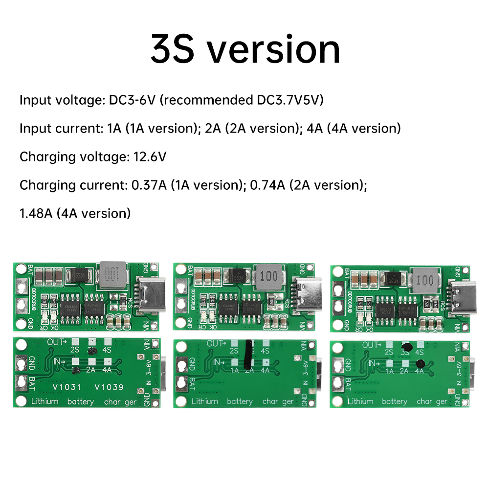 Flercells 2s 3s 4s typ-c  dc3-6v to 8.4v 12.6v 16.8v step-up boost 18650 litiumbatteri lipopolymer litiumjonladdningskort