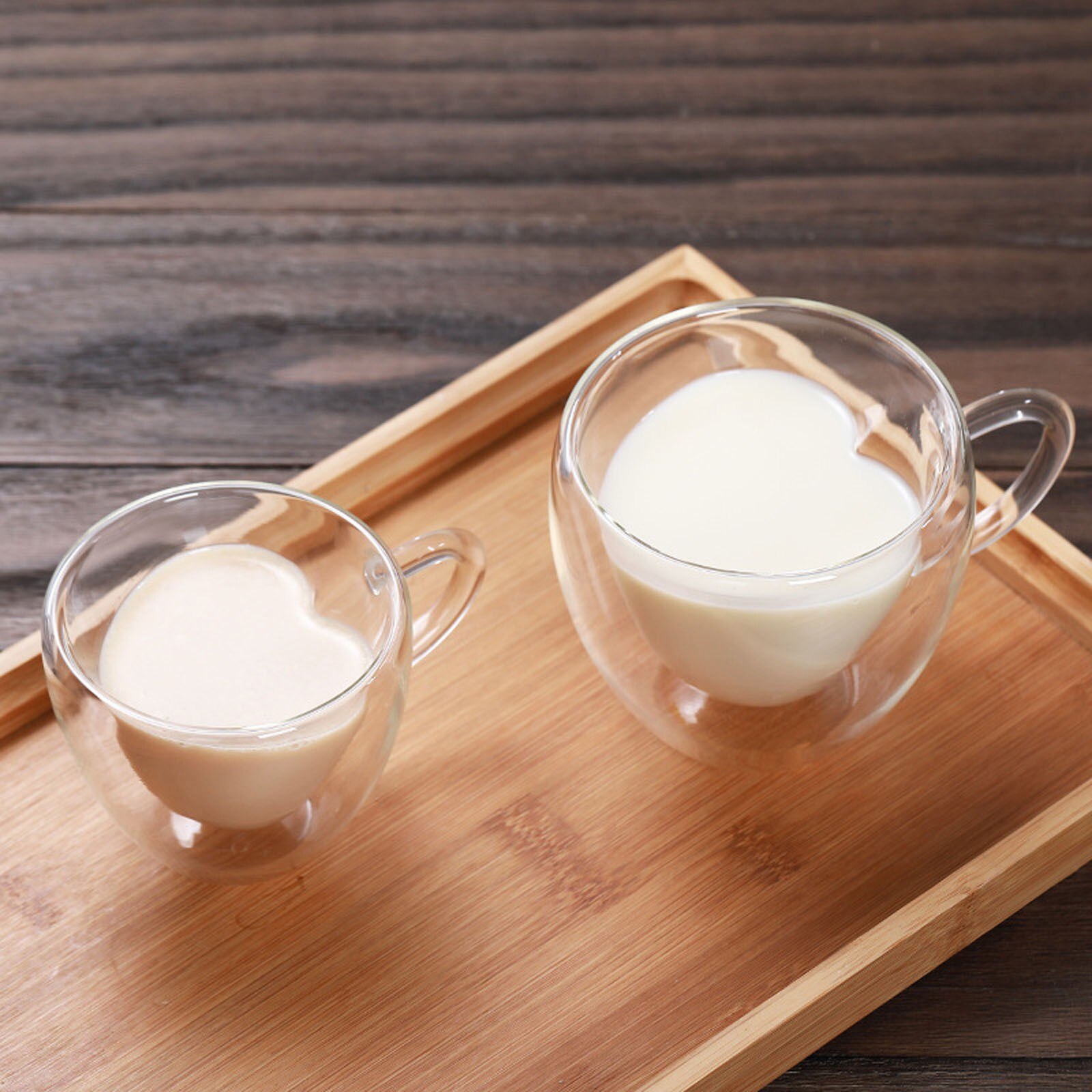 Hart Voorkomen Brandwonden Cartoon Mooie Dubbele Glas Melk Koffie Cup Met Ronde Mond Thee Bier Mok Melk Citroensap Cup drinkware