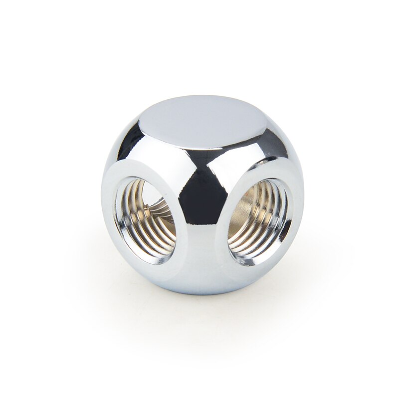 Syscooling DIY water loop for PC water cooling 3 way fitting copper Tee-joint G1/4 thread ball water cooling connector: Silver color