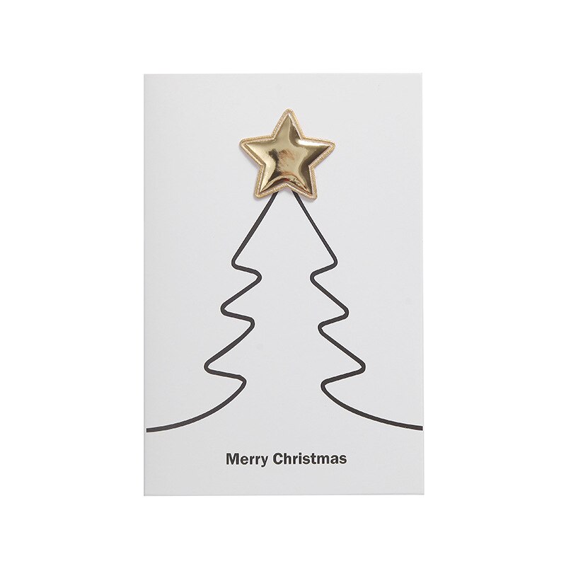 5 pièces étoile de noël décorer pliant Type carte de voeux famille fête Invitations vierge Message cartes nouvel an bénédiction carte: Christmas Tree