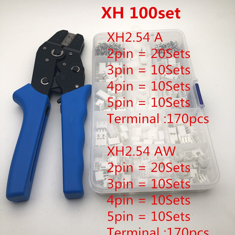 Terminal Crimpen Zangen Werkzeug für 2.54/2.0/2,5mm Dupont Xh 2,54 TJC3 TJC8 SCN XHB PHD 5264 CH 2,5 5051 SM 2,54 Stecker: Werkzeug und xh 100 setzt