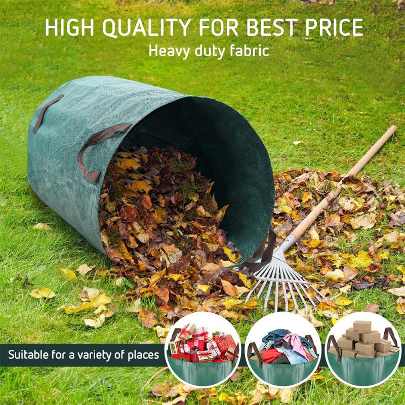 280L PE Falling Leaf Bag Yard Waste Bins Coated Polypropylene Woven Fabric Foldable Garden Waste Bags Garden Supplies HWC